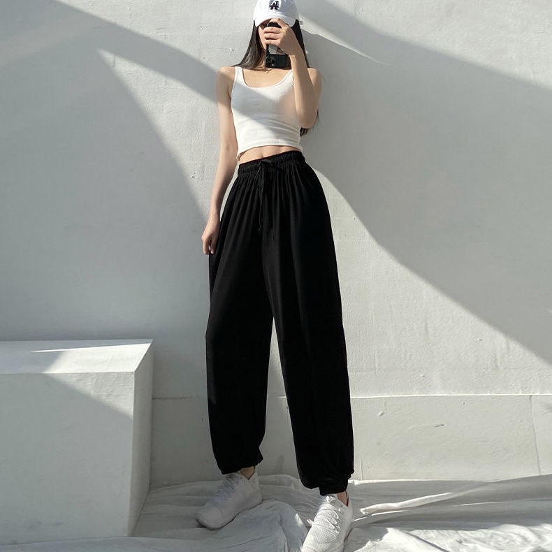 Quần Jogger Ống Rộng Lưng Cao Thời Trang Mùa Hè Cho Nữ