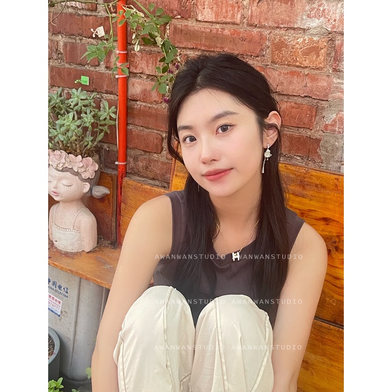 Bông Tai Đính Đá Opal Thiết Kế Tua Rua Phong Cách Hip Hop Đường Phố