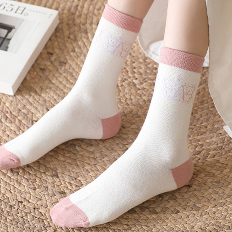 Youyo Vớ Cotton Cổ Cao Kẻ Sọc In Họa Tiết Báo Hồng Phong Cách Harajuku Nhật Bản Dễ Thương Cho Nữ