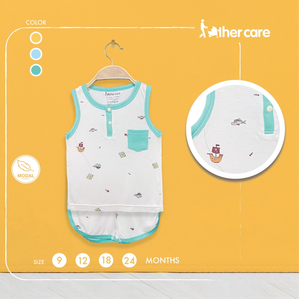 [CHÍNH HÃNG] Bộ ba lỗ cổ trụ thuyền buồm họa tiết trẻ em FatherCare