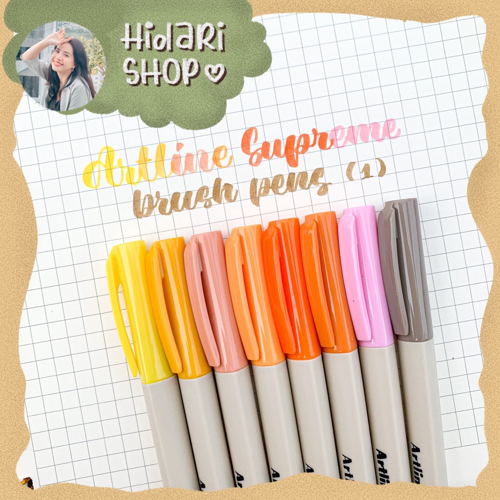 (P1) Bút Thư Pháp Calligraphy Rẻ Ngòi Vừa Artline Supreme Brush Pens - Hidari