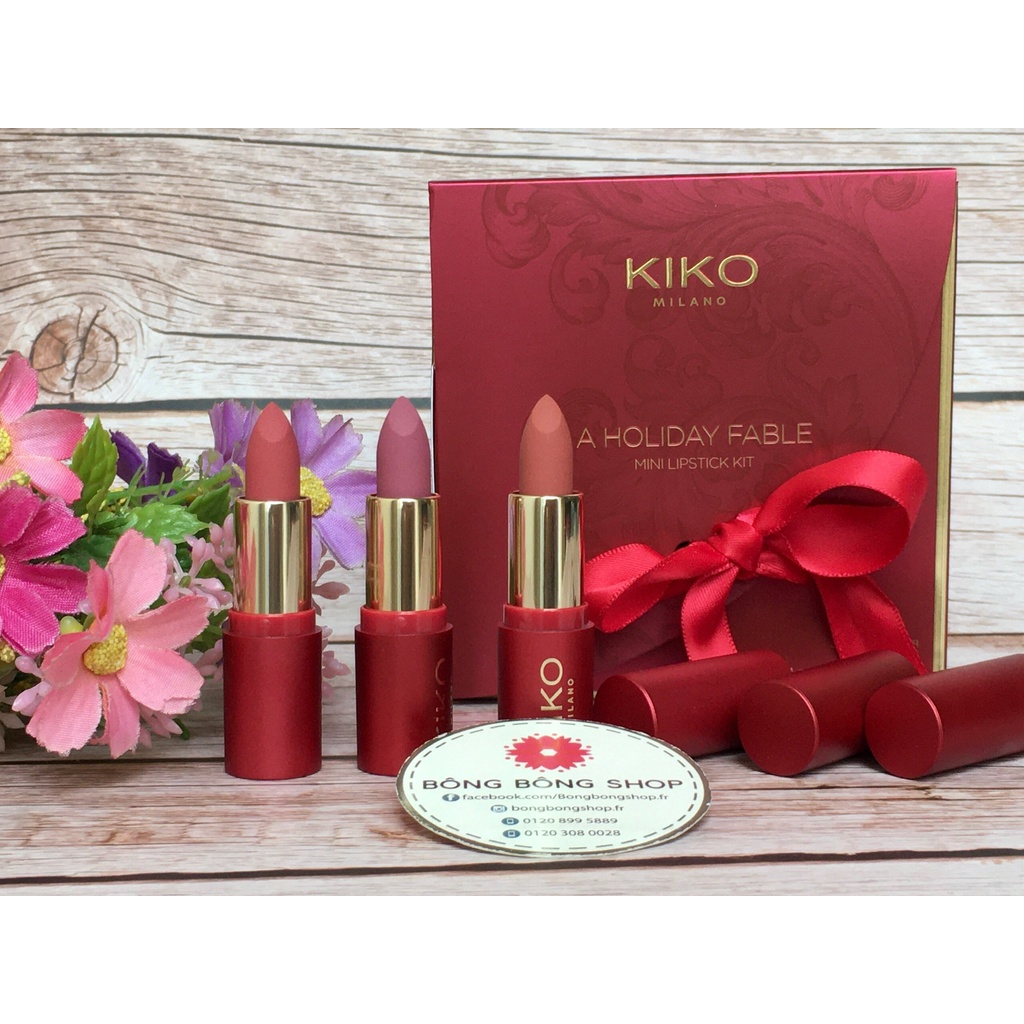 (Chuẩn Pháp-Mẫu mới 2021) Set 03 son mini KIKO A Holiday Fable Lipstick