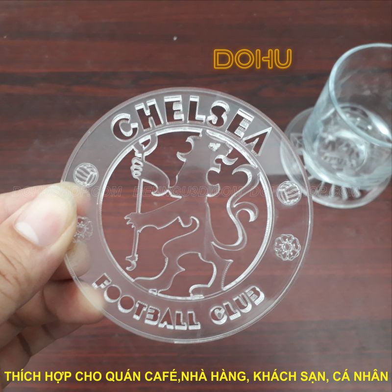 Đế Lót Ly Nhựa Trong Suốt ĐỘC ĐÁO Logo Chelsea - DOHU