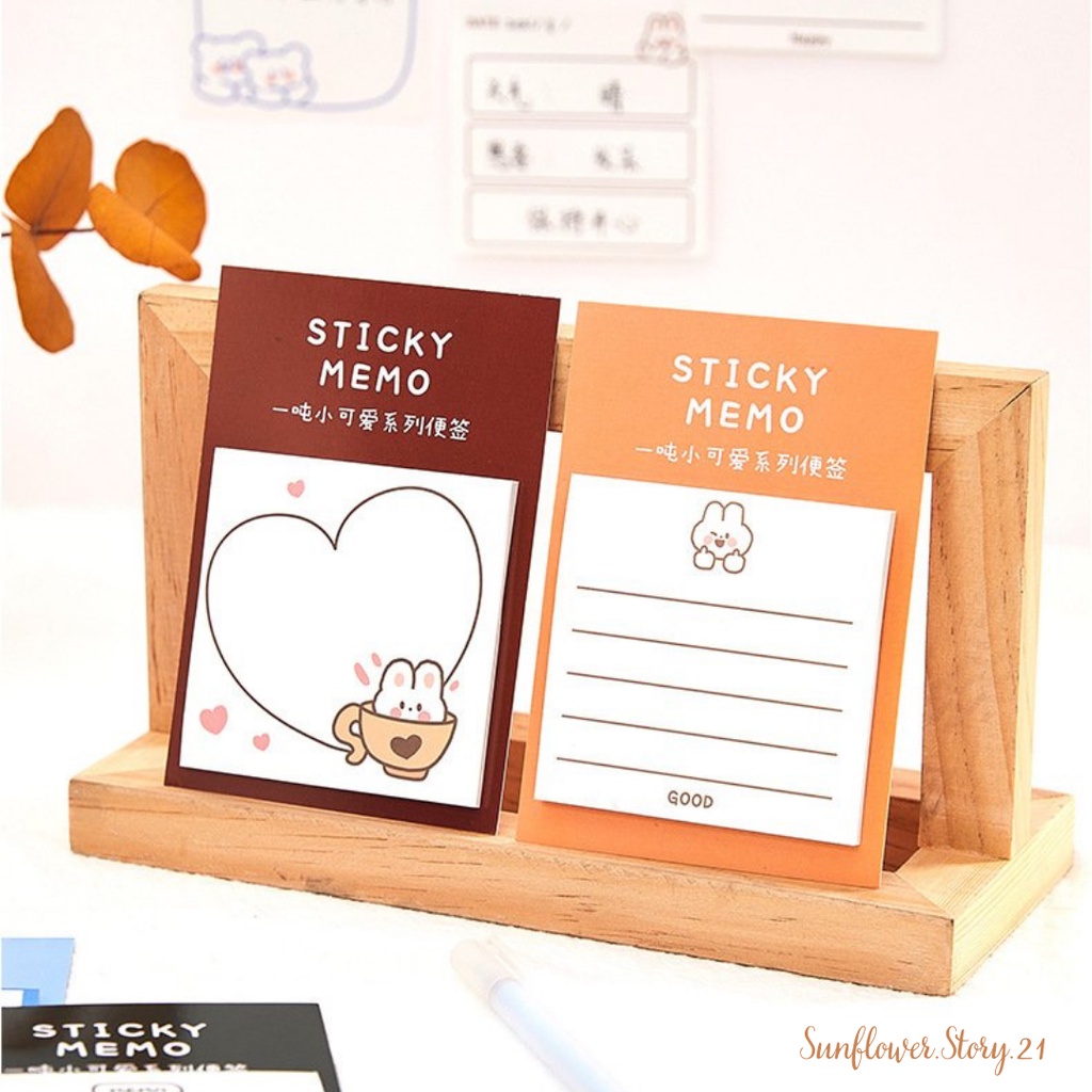 [FREESHIP 50K] Giấy note ghi chú dán được hình gấu nâu thỏ trắng cute dễ thương (30 tờ)