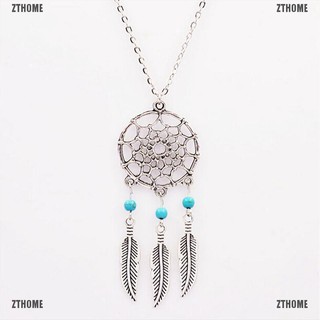 Vòng cổ Mặt Dreamcatcher Phối Lông Vũ Đính Đá Ngọc Lam Mới