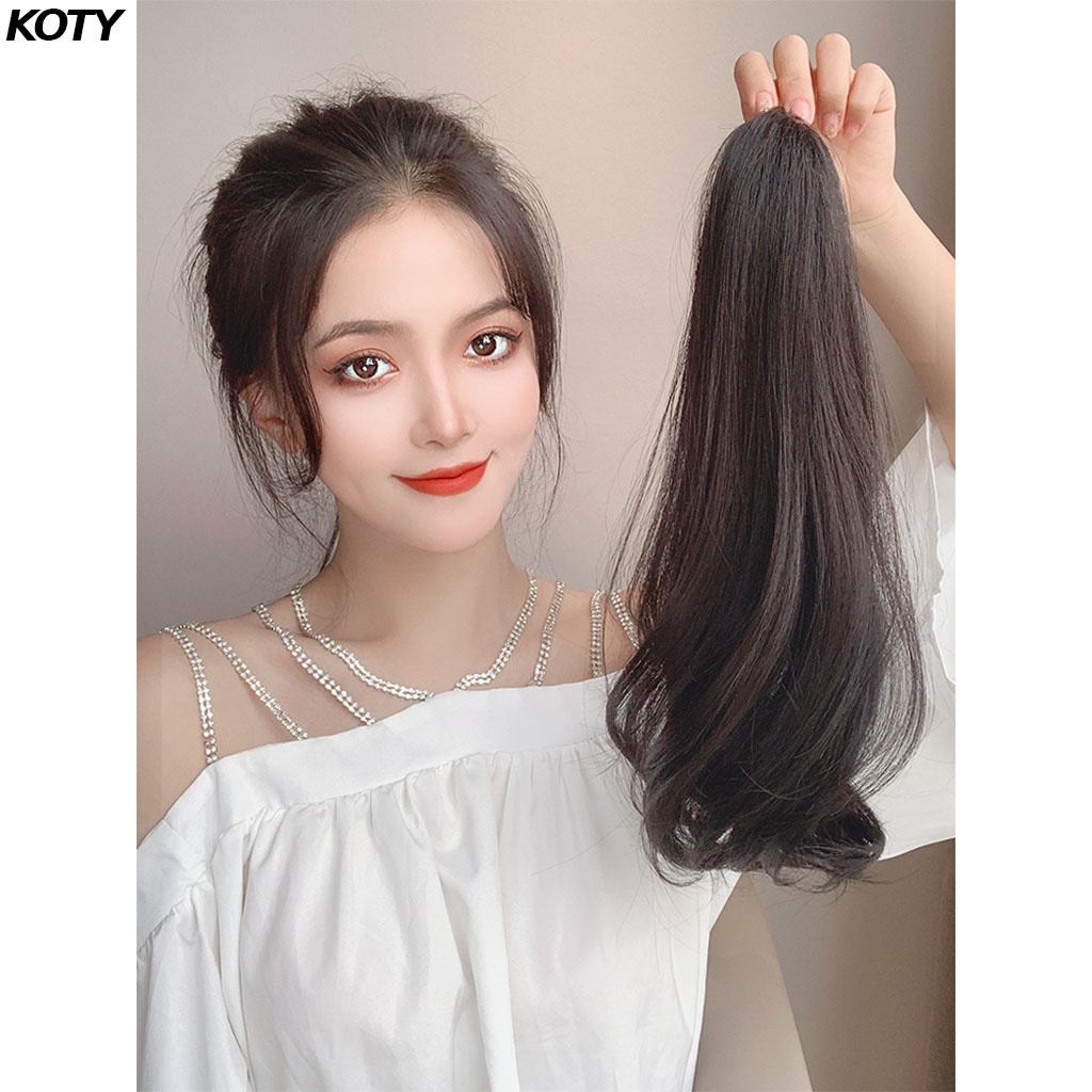 Tóc giả ngoặm xoăn phong cách Hàn Quốc, tóc giả kẹp ngoặm mềm mượt