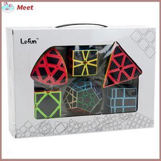 Zcube Set 6pcs/box Carbon Fiber Magic Cube Multi-Shaped Cube 2x2x2 Cube 3x3x3 Cube Speed Puzzle Toy