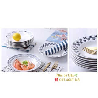 ĐĨA TRÒN SÂU LÒNG đen trắng SIZE 22cm