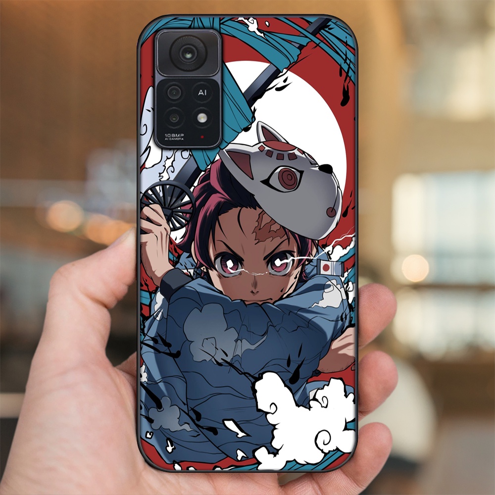 Ốp lưng Xiaomi Redmi Note 11 Pro 5G viền đen in hình Tanjiro Kimetsu No Yaiba