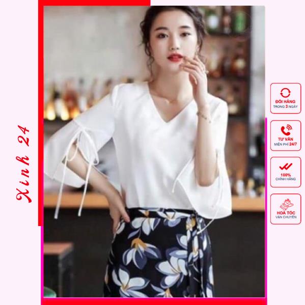 Áo cổ tim tay loe phong cách, Hàng thiết kế form chuẩn. | BigBuy360 - bigbuy360.vn