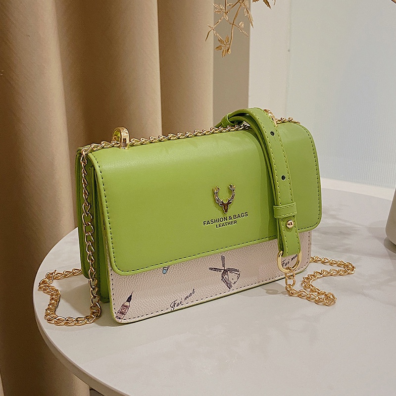 Túi Đeo Vai Hình Vuông Cỡ Nhỏ Màu Sắc Tương Phản Thời Trang Cho Nữ