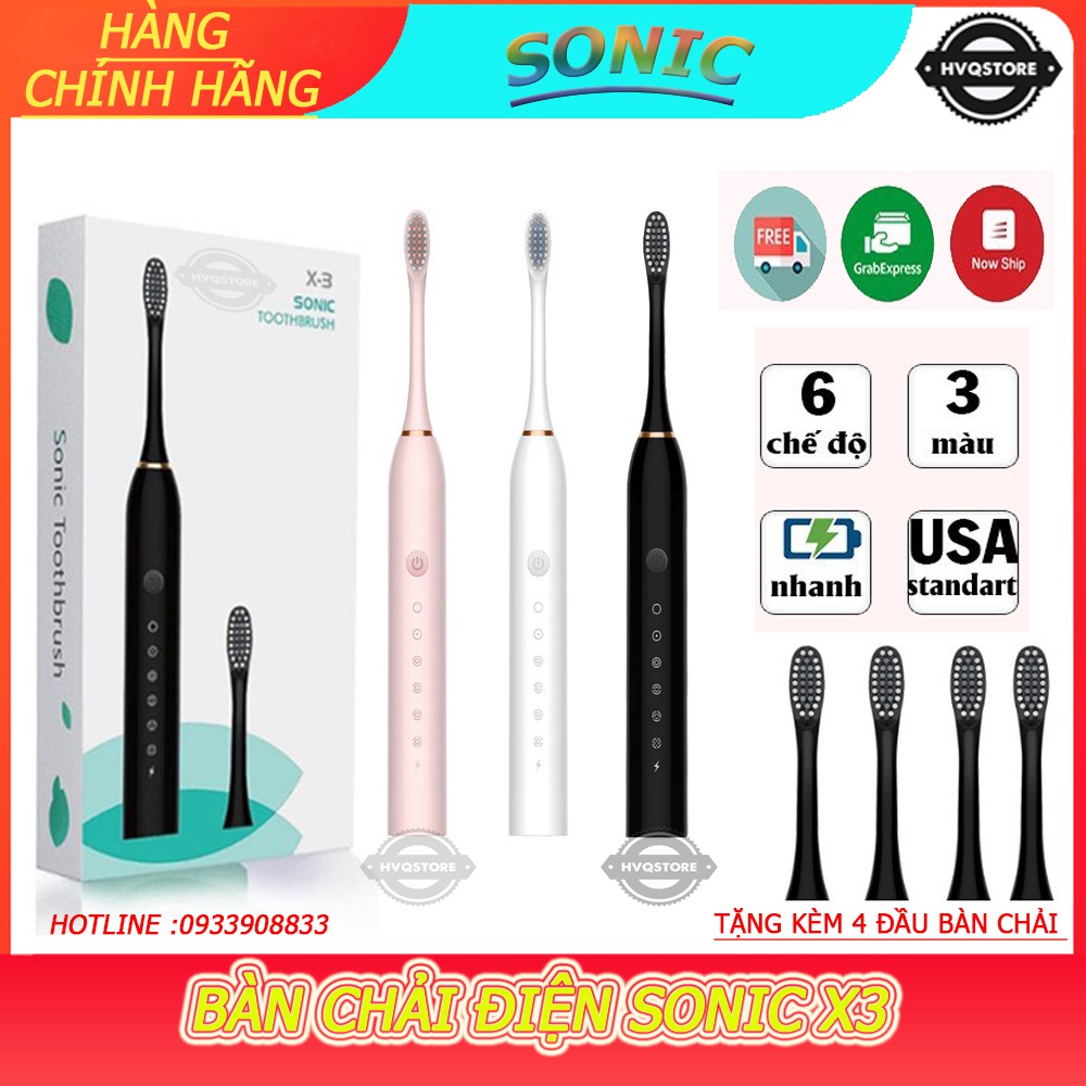 [CHÍNH HÃNG ] BÀN CHẢI ĐIỆN SONIC X3 SẢN XUẤT TIÊU CHUẨN CHÂU ÂU VỆ SINH RĂNG MIỆNG TRONG TÍC TẮC