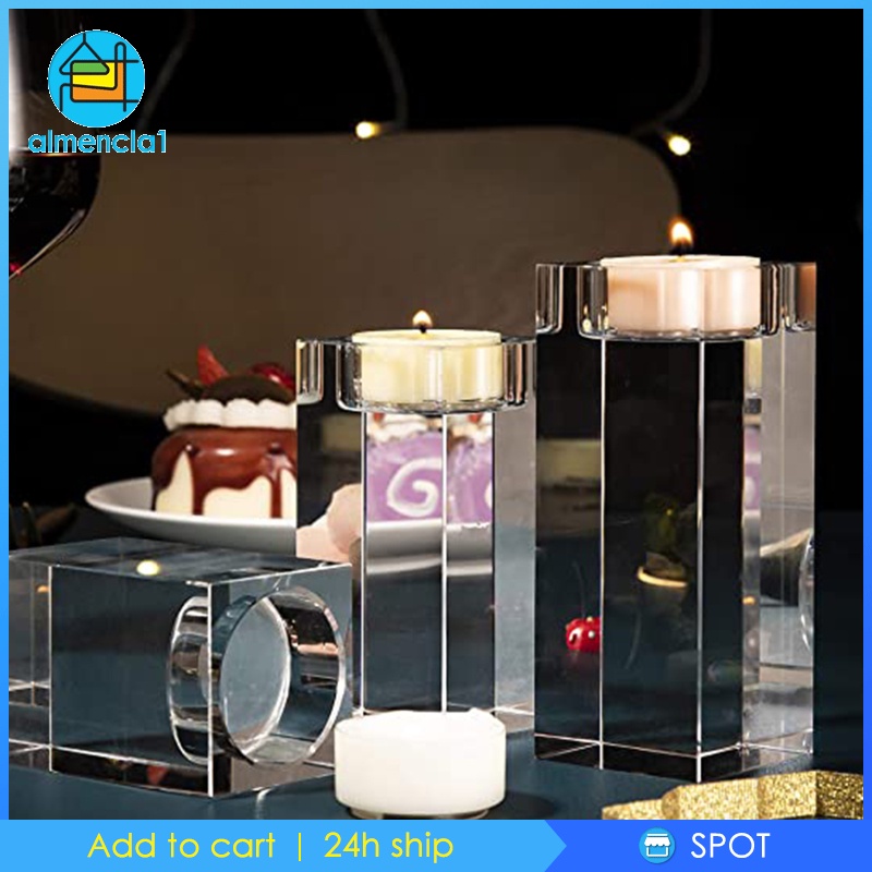 [ALMENCLA1] 3Pcs Tealight Holder Cubic Romantic Candles Stand Housewarming Gift Ornament