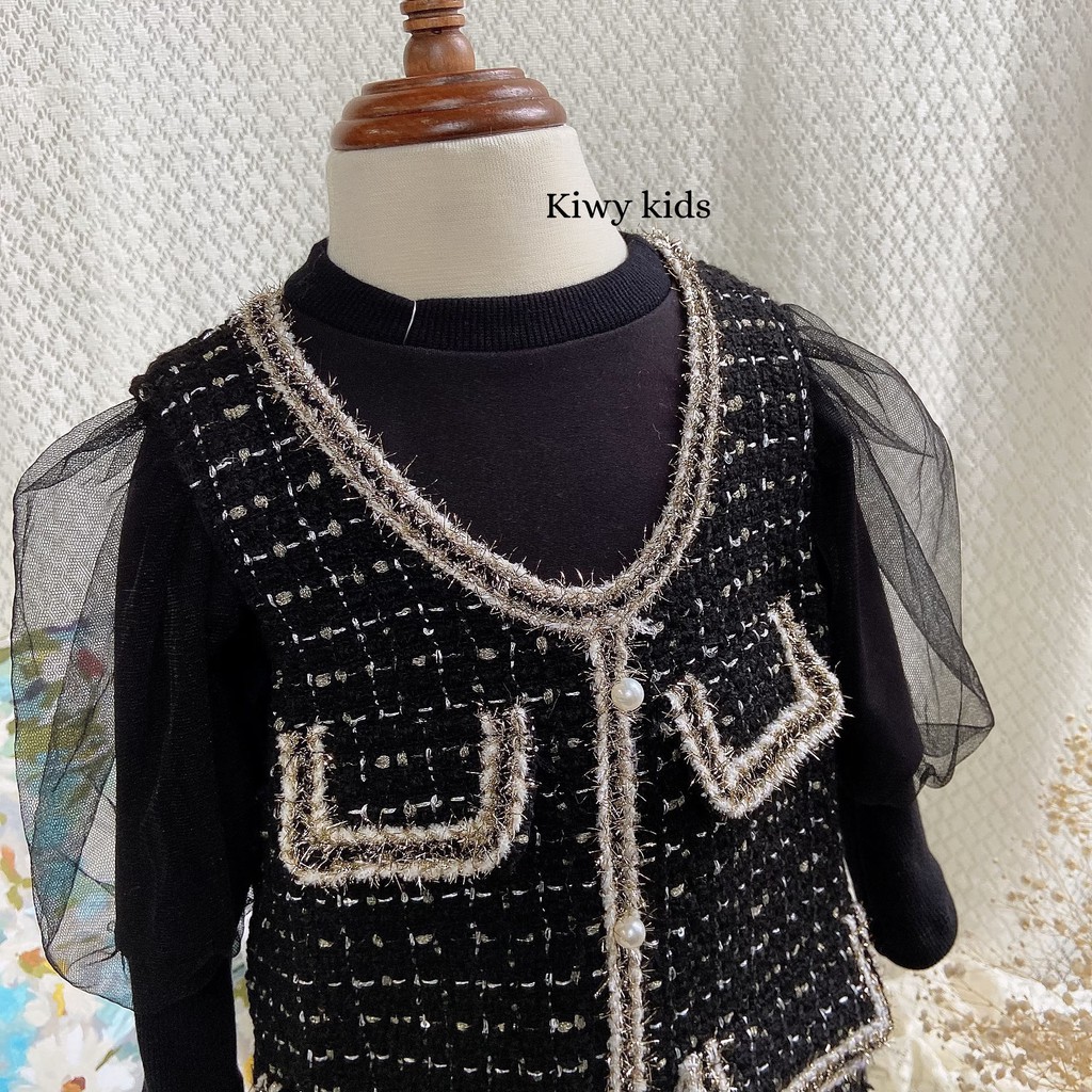 [SET VÁY GILE DẠ TWEED KÈM ÁO THUN] KIWY KIDS13 phong cách thanh lịch cho BÉ GÁI TỪ 1 ĐẾN 6 TUỔI