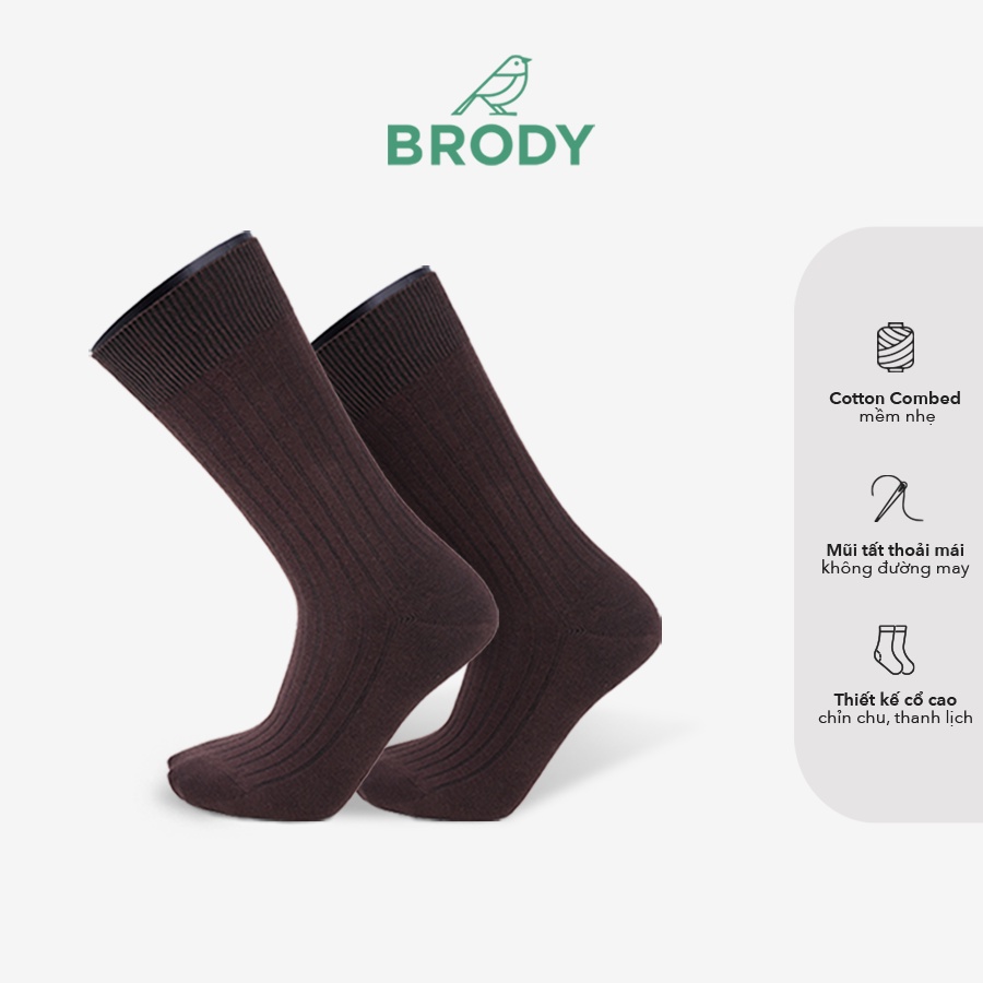 Tất cổ cao nam BRODY Nâu Hạt Dẻ Cotton Combed cao cấp mang giày tây Thời trang nam Công sở - MC00379
