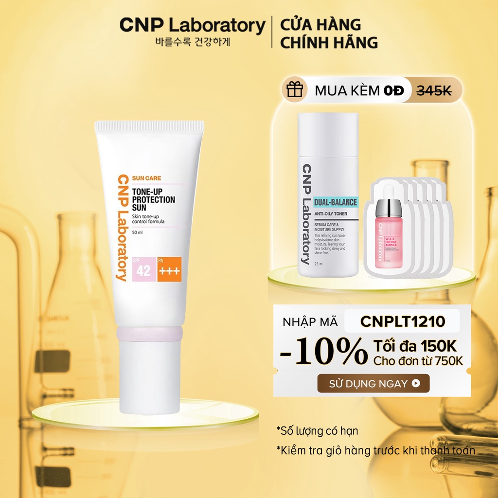 [Mã FMCGMALL -8% đơn 250k] Kem chống nắng nâng tông da CNP Laboratory Tone-Up Protection Sun SPF42/PA+++ 50ml