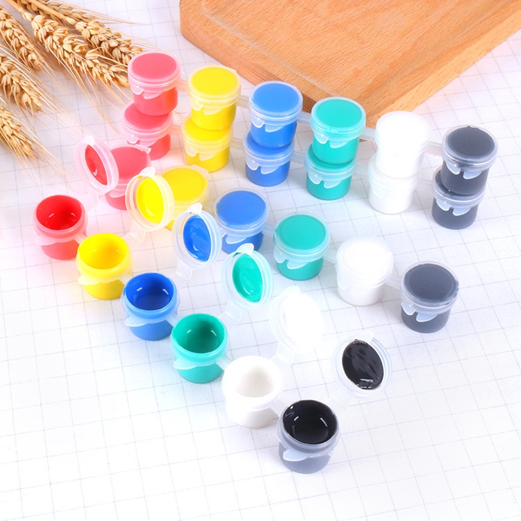 Bộ 6 Màu Vẽ Acrylic 5ml Kèm 1 Cọ Tô - Màu Acrylic Mini Tô Vẽ Đồ Chơi Gỗ, Áo, Tô Tượng, Vẽ 3D, Giày, Thủy Tinh