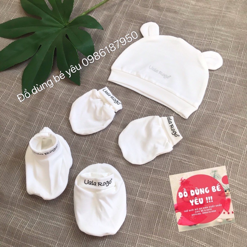 Set bao tay bao chân, mũ sơ sinh mềm mại Uala Rogo  [ babyboo]