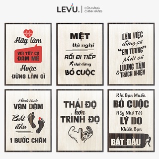  Tranh tạo động lực treo tường trang trí khắc chữ slogan khẩu hiệu bằng gỗ 30x40cm chính hãng LEVU 