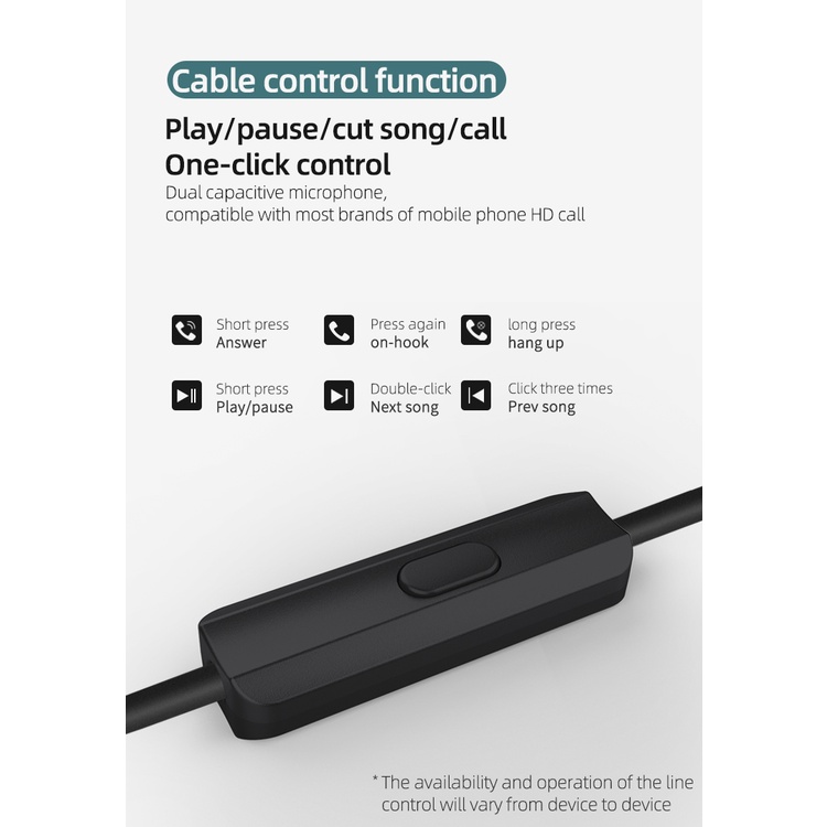 Tai nghe có dây nhét tai CCA CSA với micrô 3.5 mm âm thanh nổi rảnh tay loa siêu trầm