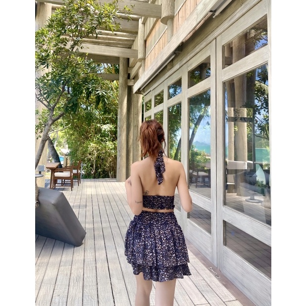 set áo cột cổ váy ho nhí nhiều tầng