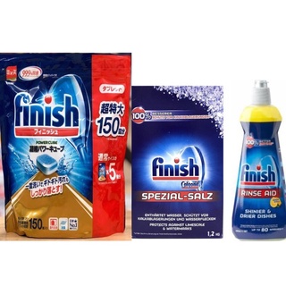 Combo viên rửa bát Finish 150 viên+ Muối rửa bát Finish 1,2kg+ Nước bóng finish 400ml ( hàng chính hãng )