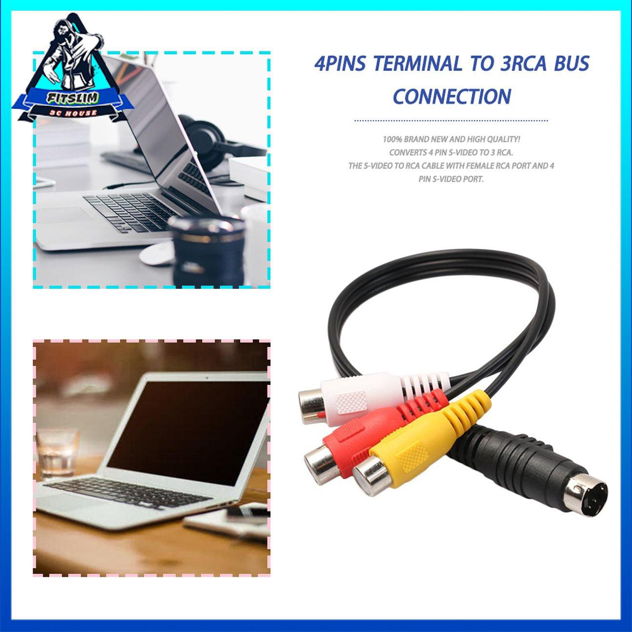 Cáp Chuyển Đổi 4 Pin S-Video Sang 3 Rca Cho Laptop