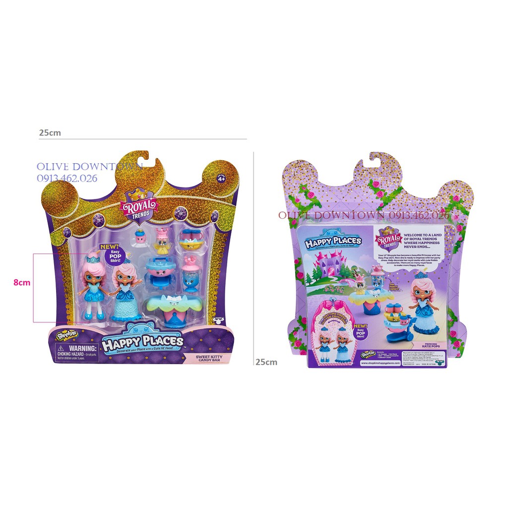 Combo 2 HỘP 🎉 Búp bê & Quầy bánh kẹo mèo đáng yêu - Đồ chơi Shopkins Royal Trend VNXK