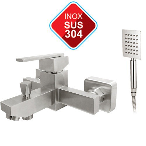 Bộ củ sen tắm nóng lạnh cao cấp  Inox304 không gỉ, sen tắm nóng lạnh, vòi sen nóng lạnh- Thân Vuông