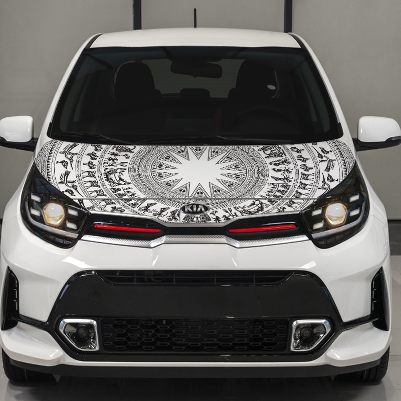 Tem ô tô hình trống đồng, Decal miếng dán skin xe hơi sử dụng cho car Hyundai, Kia, Toyota, Mercedes, Ford LUXSKEEN