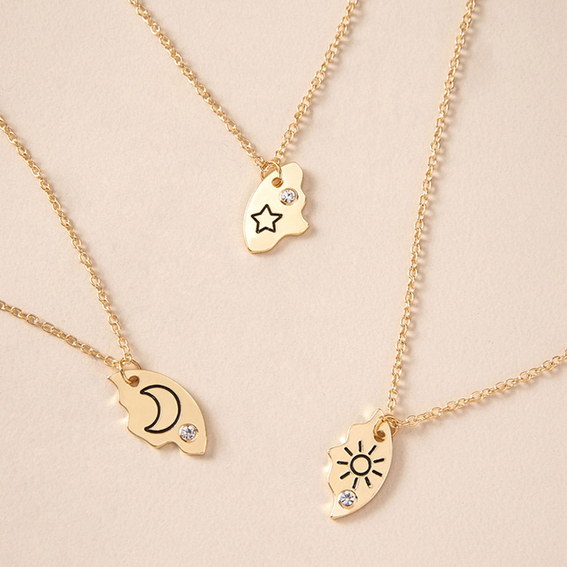 Set 3/4 Vòng cổ mặt mảnh ghép hình vuông khắc chữ Best Friends BFF