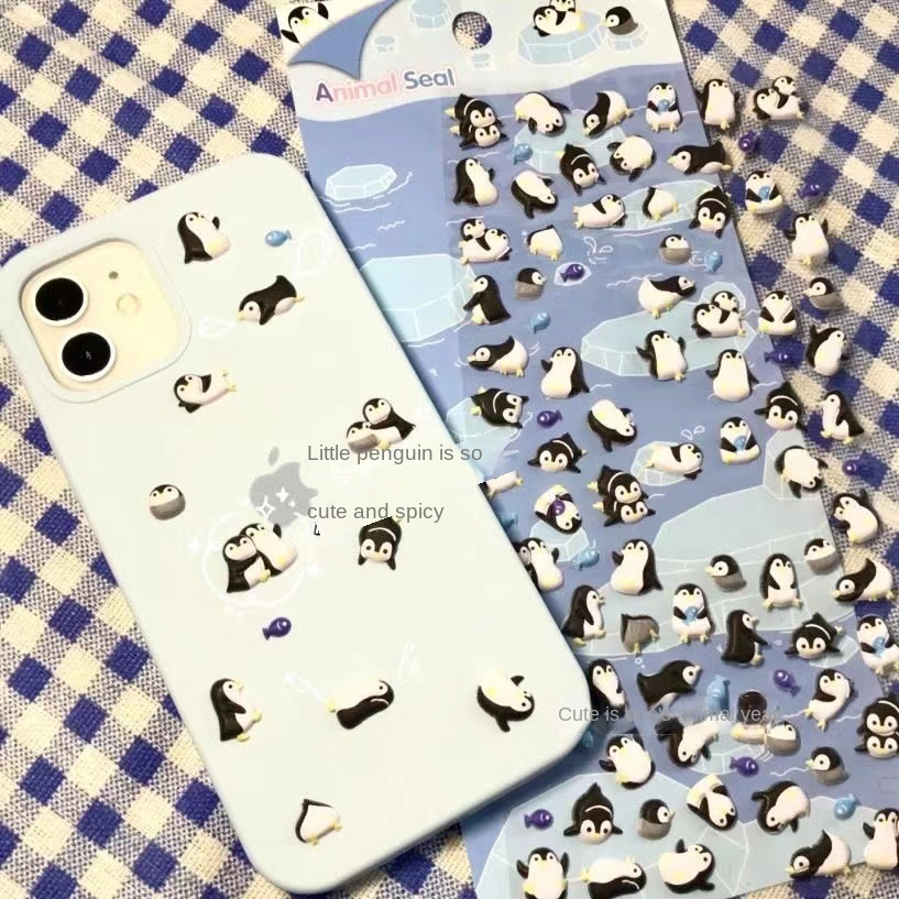 Sticker Dán Trang Trí Điện Thoại Hình Chim Cánh Cụt 3d