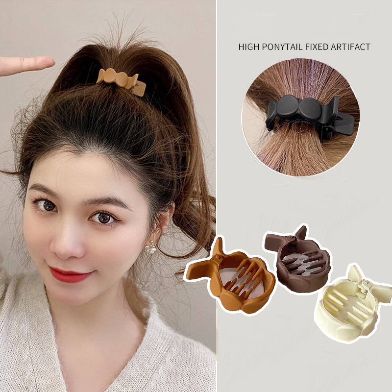 Kẹp Tóc Đuôi Ngựa Cỡ Nhỏ Màu Cà Phê Sữa Trơn Thời Trang Hàn Quốc Đơn Giản