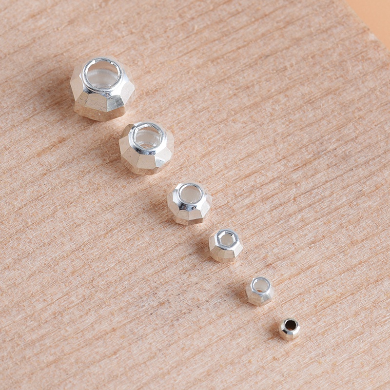 █diy゜ S925 Bạc●Bộ Hạt Tròn Bạc S925 Dùng Làm Trang Sức Thủ Công