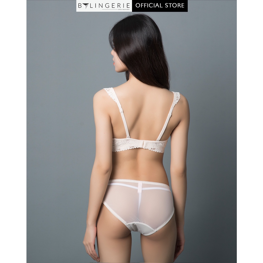 Bộ đồ lót ren nữ BY LINGERIE màu trắng kem không gọng đệm mút dày nâng ngực B229 | BigBuy360 - bigbuy360.vn