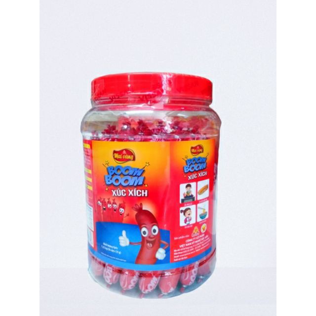 Xúc Xích Vissan Boom Boom Hũ Nhựa (50 Cây x 23g) Khối Lượng 1,15kg Thương Hiệu Mai Vàng | BigBuy360 - bigbuy360.vn