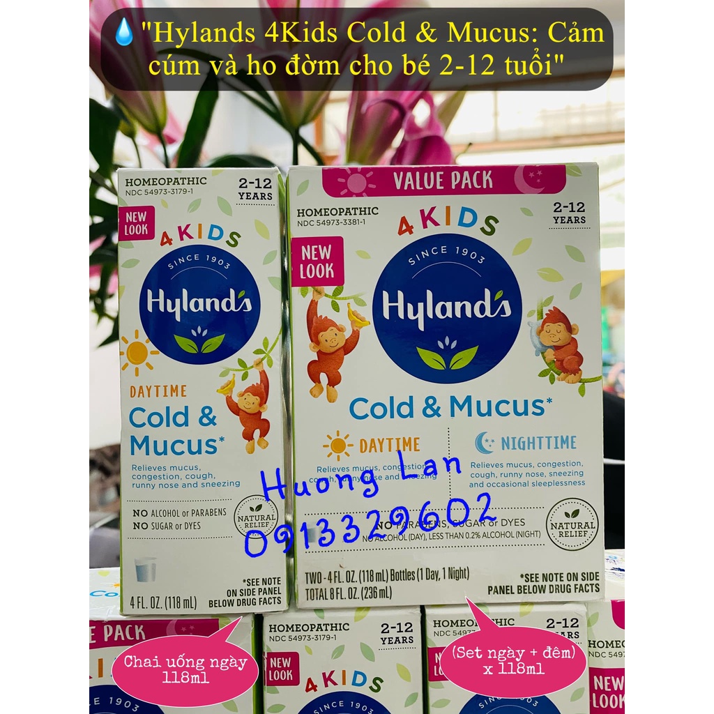 Hyland's 4 Kids Mỹ Cho Bé - Set Siro Hyland 4 Kid Ngày + Đêm