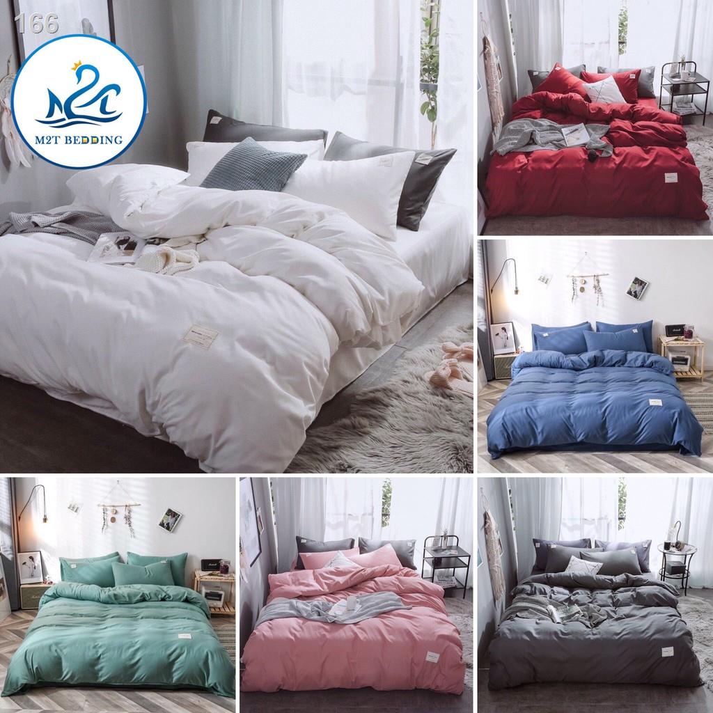 Bộ chăn ga gối cotton tici M2T Bedding màu trơn - vỏ chăn, giường và 2 miễn phí bo chun drap đủ size 1m, 1m2, 1m4, 1m6,