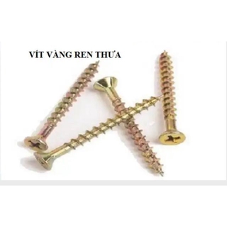 Vít gỗ vàng ren thưa túi đủ kích thước, loại tốt