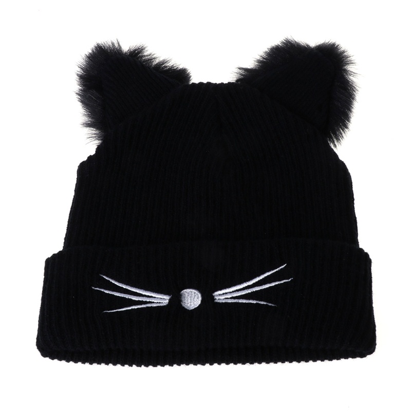 Mũ Len Beanie Đính Tai Mèo Thời Trang Mùa Đông