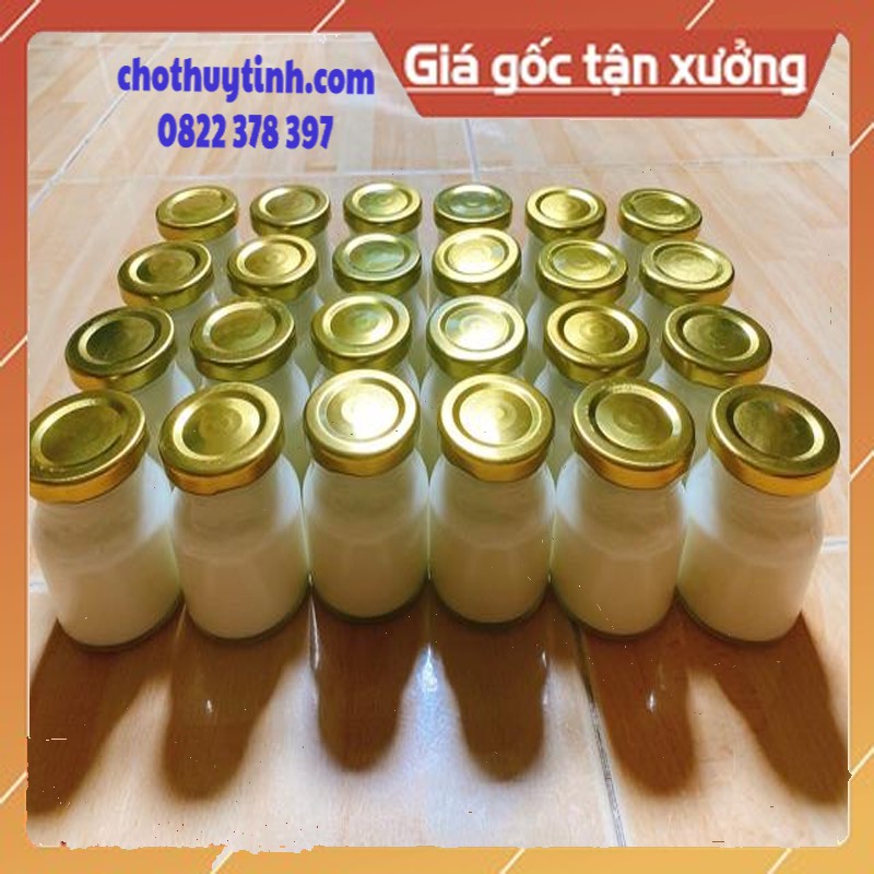 Hũ thủy tinh bầu nắp thiếc vàng-đen 100ml làm yến,yaourt | BigBuy360 - bigbuy360.vn