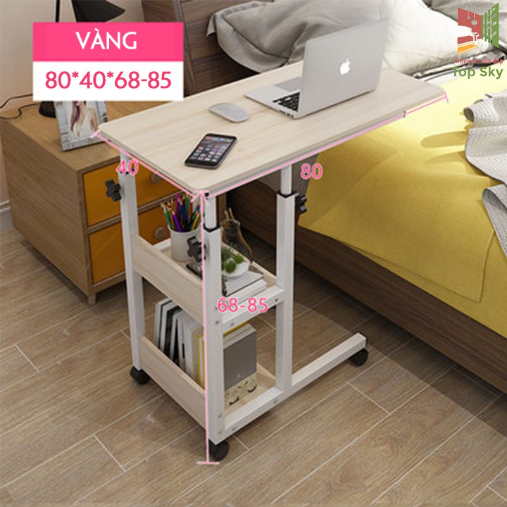 Bàn học sinh có bánh xe,Bàn làm việc ngồi ghế có bánh xe.KT: 80x40x68-85cm