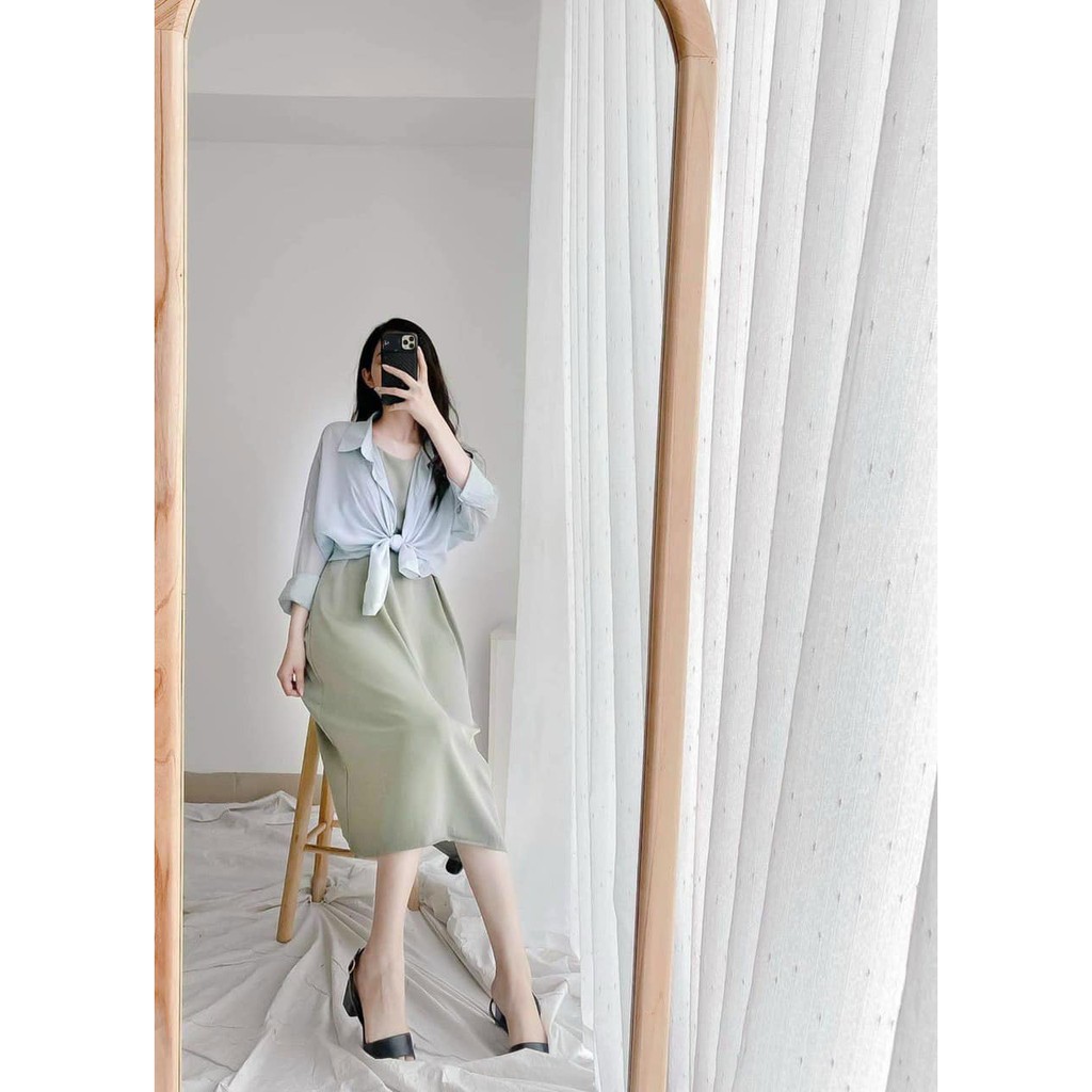 Áo Sơ Mi Nữ Trơn Voan Mỏng Ulzzang, Áo Giấy Buộc Eo Khoác Ngoài Đi Biển Nhiều Màu, Labibi | BigBuy360 - bigbuy360.vn