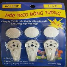 Vỉ 3 móc treo tường đinh không cần khoan chịu lực 10 kg