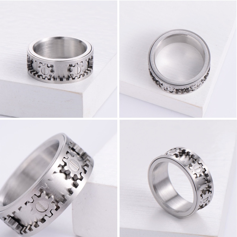 Nhẫn họa tiết bánh răng bằng thép Titan giúp giảm căng thẳng