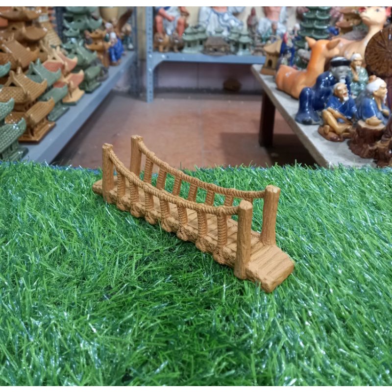 Tượng gốm cầu dây trang trí tiểu cảnh,bể cá.Cầu dài 19cm