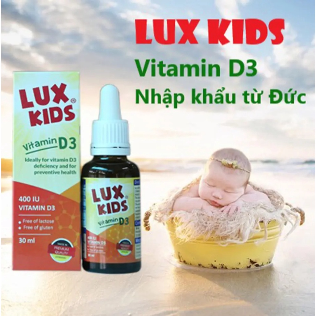 Luxkids Vitamin D3.Bổ Sung D3 Giúp Tăng Hấp Thụ Canxi,Phát Triển Toàn Diện.Xuất Xứ Đức