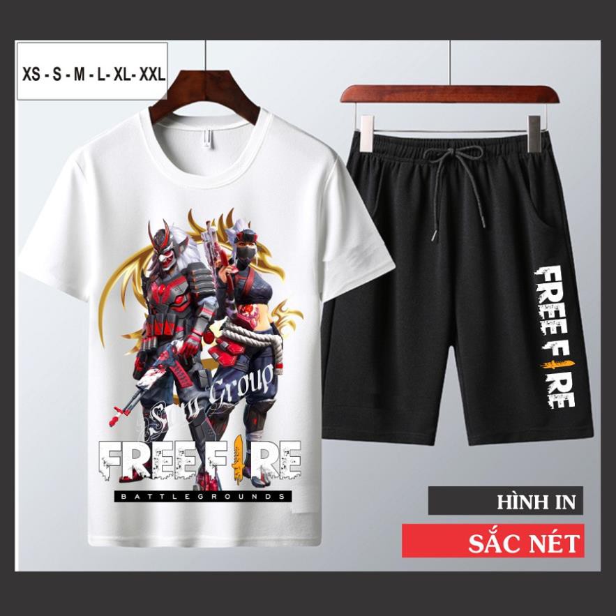 Bộ Quần Áo In Hình Free Fire xuất khẩu cổ tròn cotton - Mùa 17