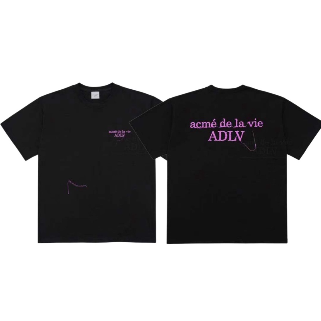 Áo thun cotton tay ngắn thêu họa tiết chữ ADLV thời trang