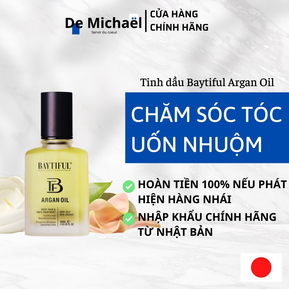 Tinh dầu dưỡng tóc uốn nhuộm khô xơ phục hồi hư tổn Baytiful Argan Oil